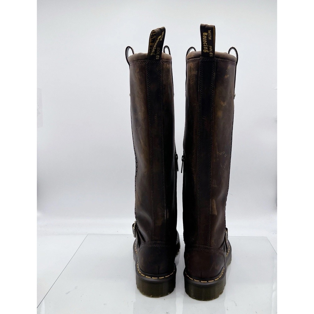 Dr. Martens Anistone Knee High Combat Biker Boots Brown Leather US W 11 M 10 - Picture 8 of 14